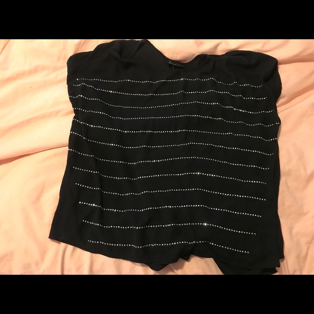 Black shirt with rhinestones